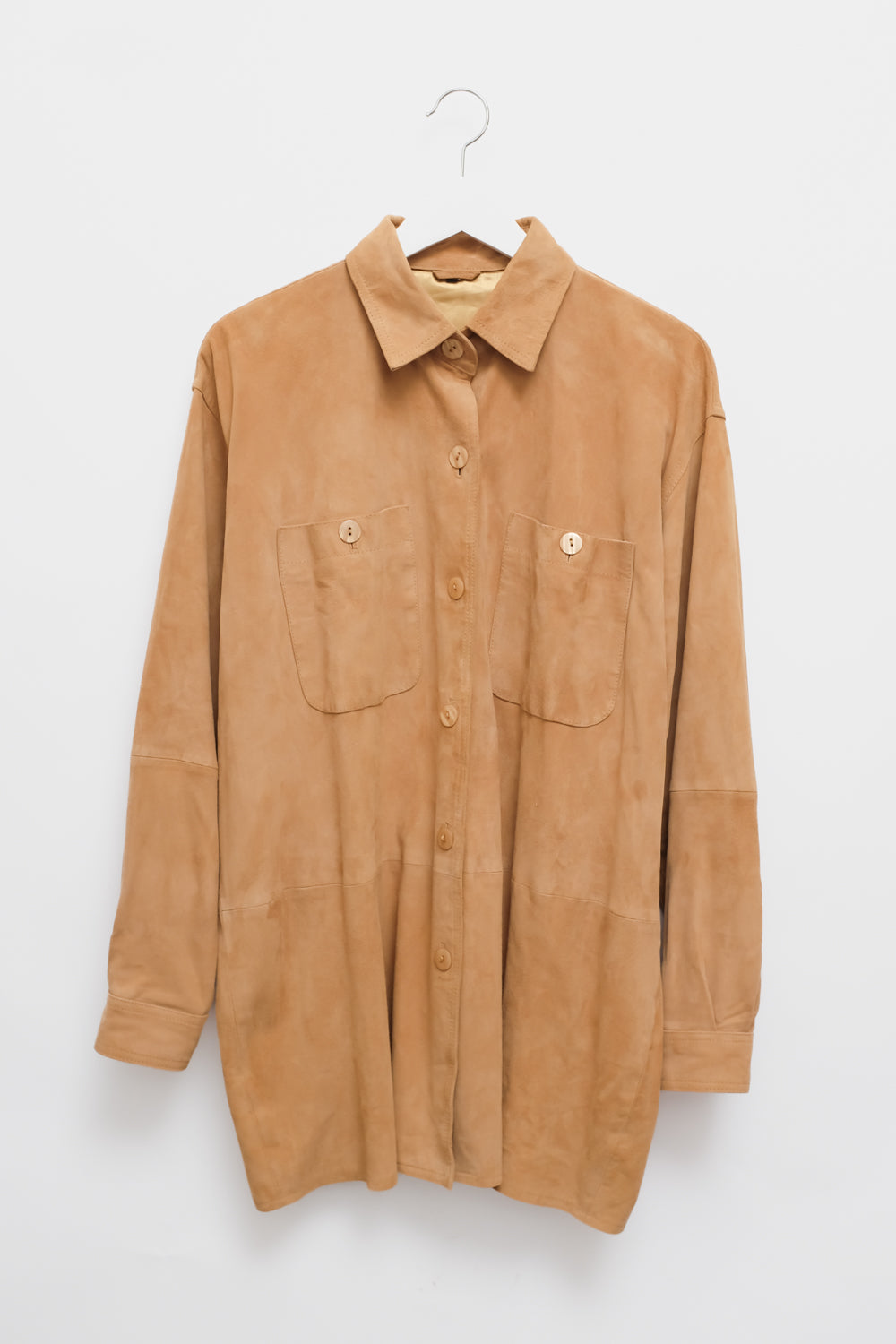 CAMEL SUEDE LEATHER SHIRT JACKET