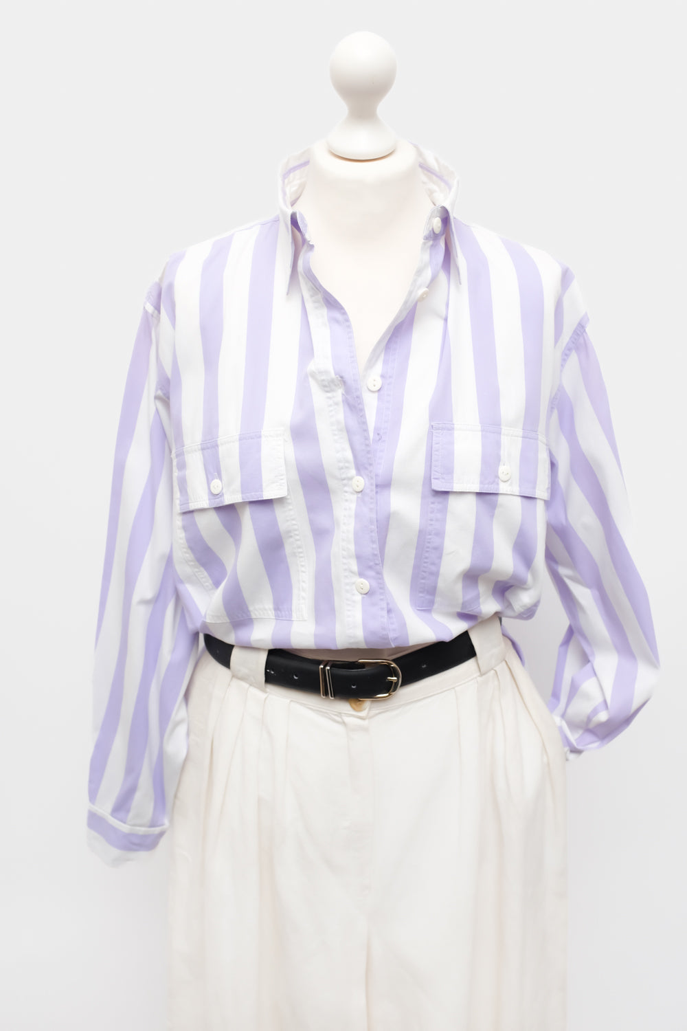 PURE COTTON STRIPED LILAC WHITE SHIRT