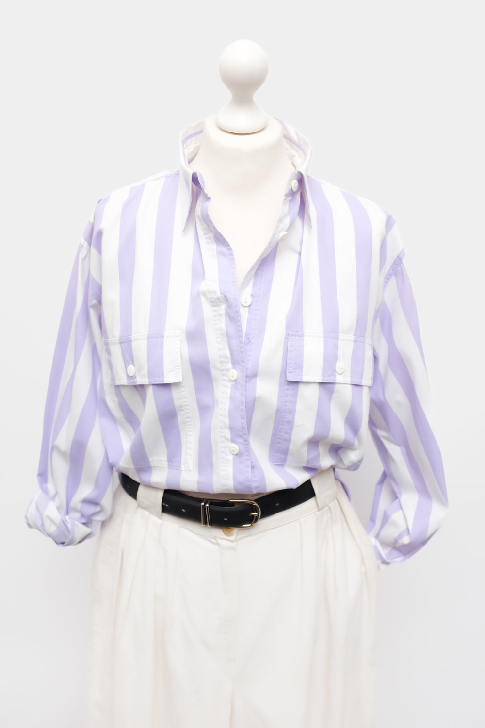 PURE COTTON STRIPED LILAC WHITE SHIRT
