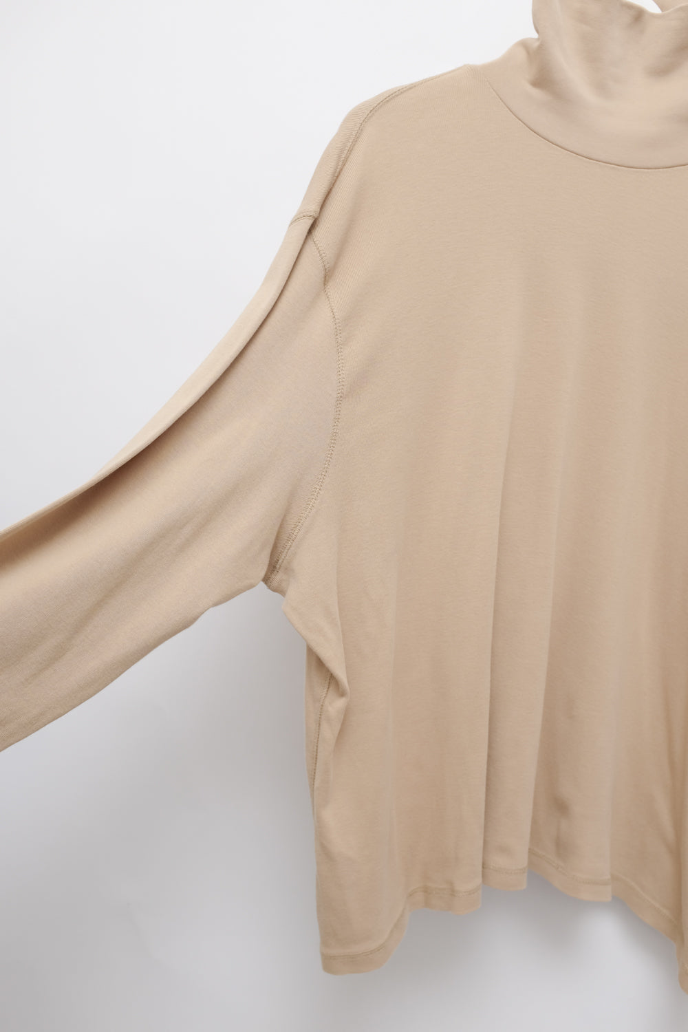 BEIGE COTTON HIGH NECK SHIRT