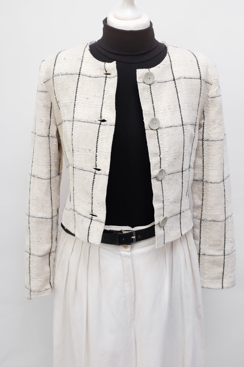 CROP TARTAN VINTAGE BLAZER JACKET