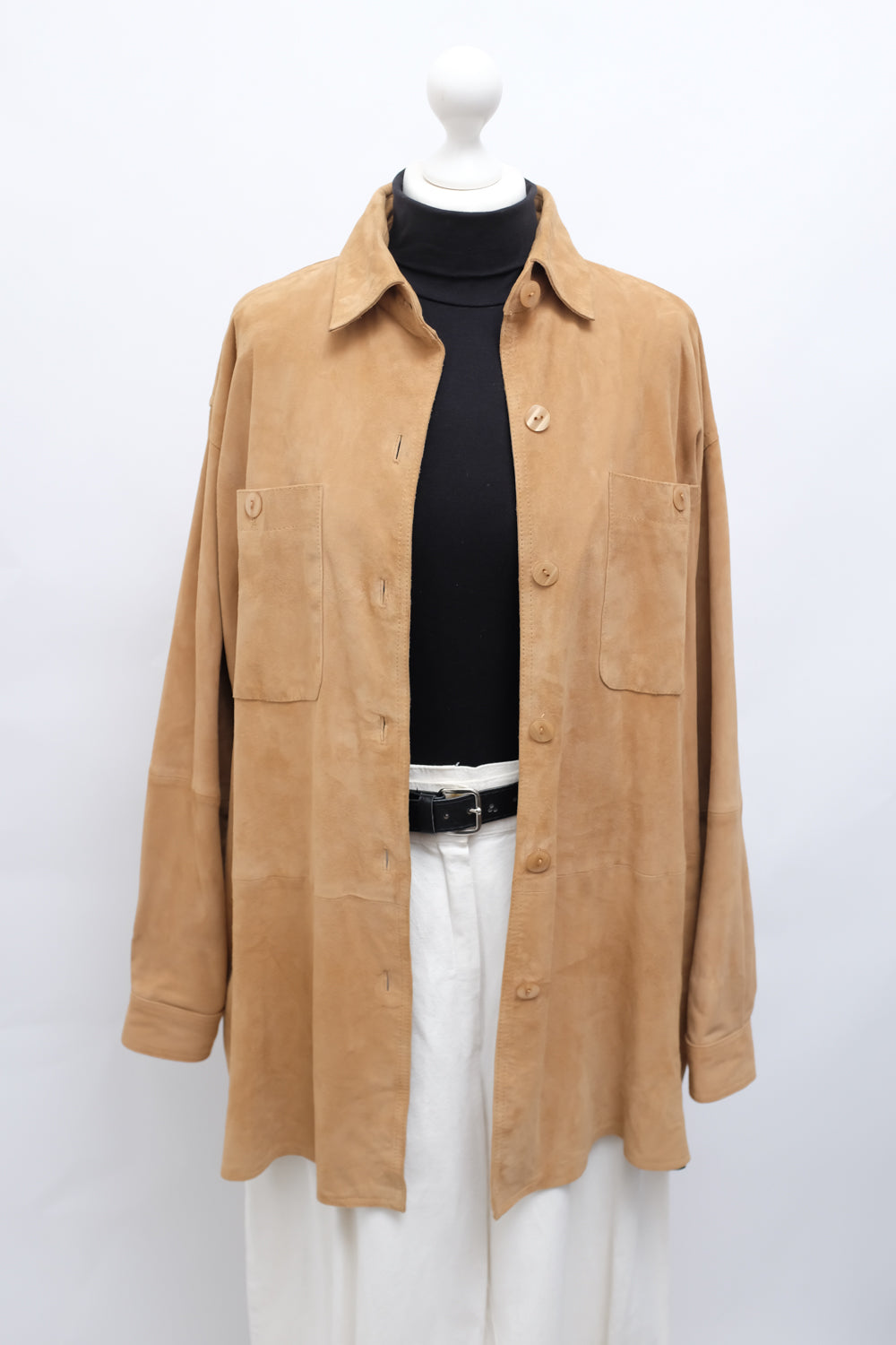 CAMEL SUEDE LEATHER SHIRT JACKET