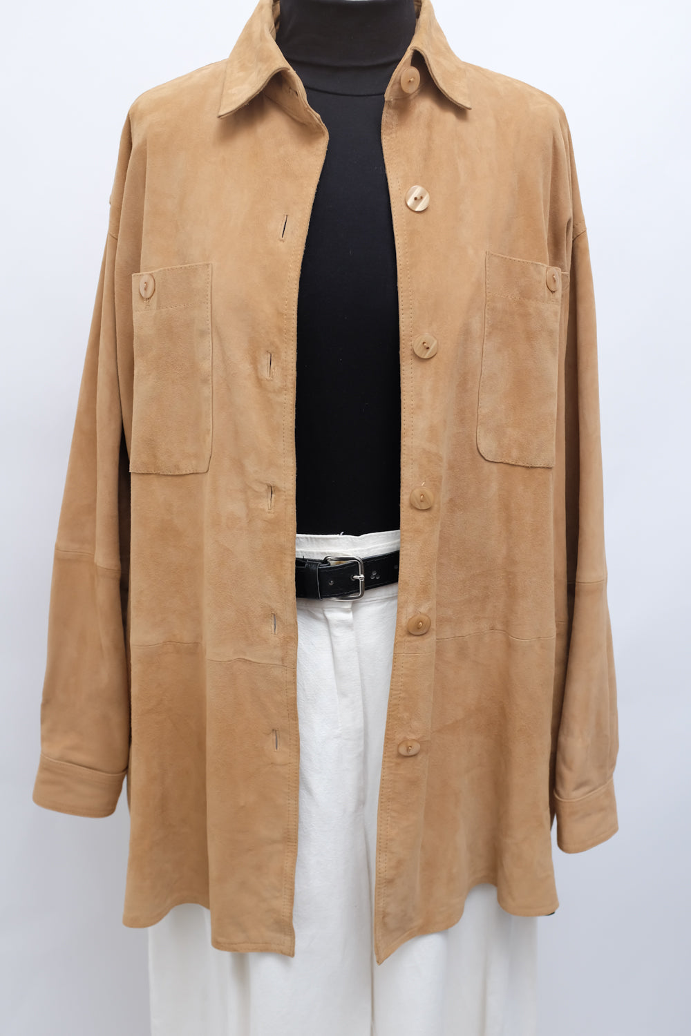 CAMEL SUEDE LEATHER SHIRT JACKET