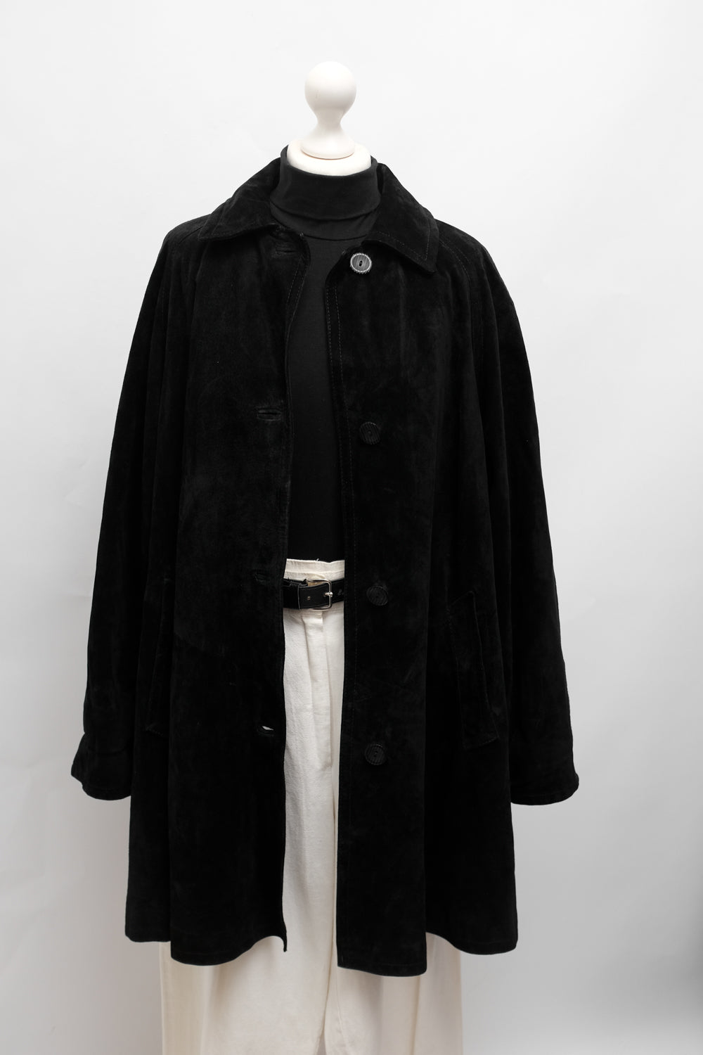 BLACK SUEDE LEATHER COAT