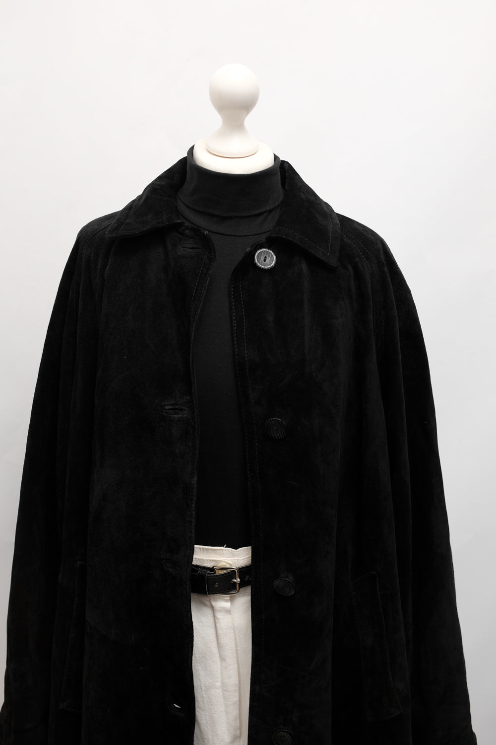 BLACK SUEDE LEATHER COAT