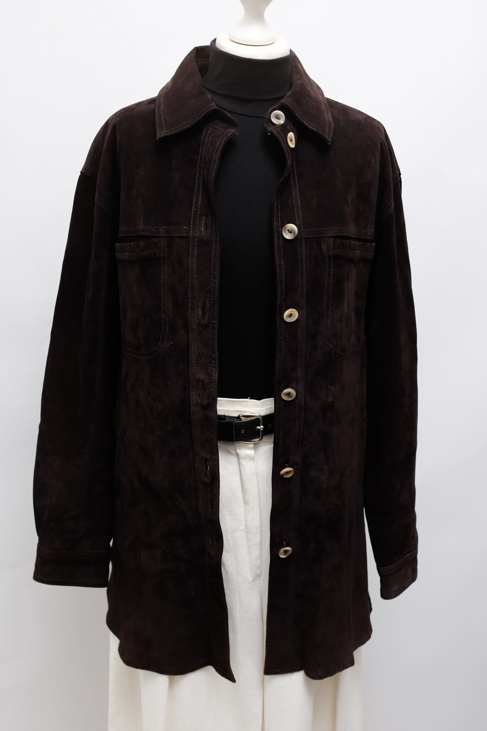 BROWN SUEDE LEATHER SHIRT JACKET