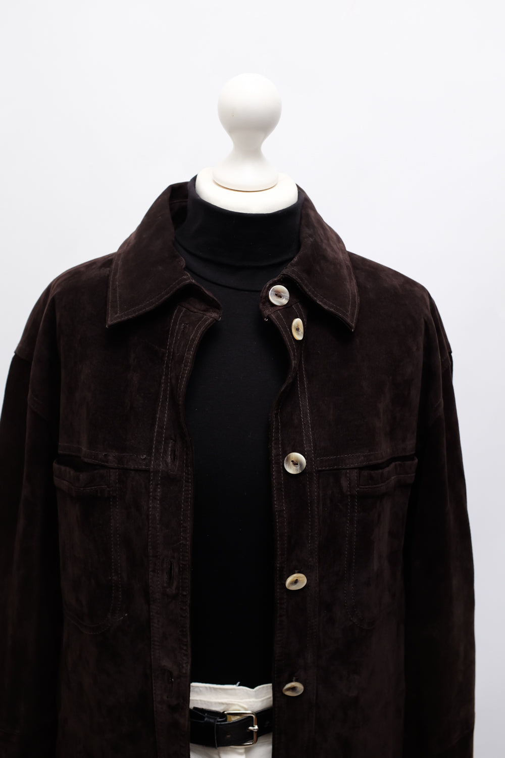 BROWN SUEDE LEATHER SHIRT JACKET