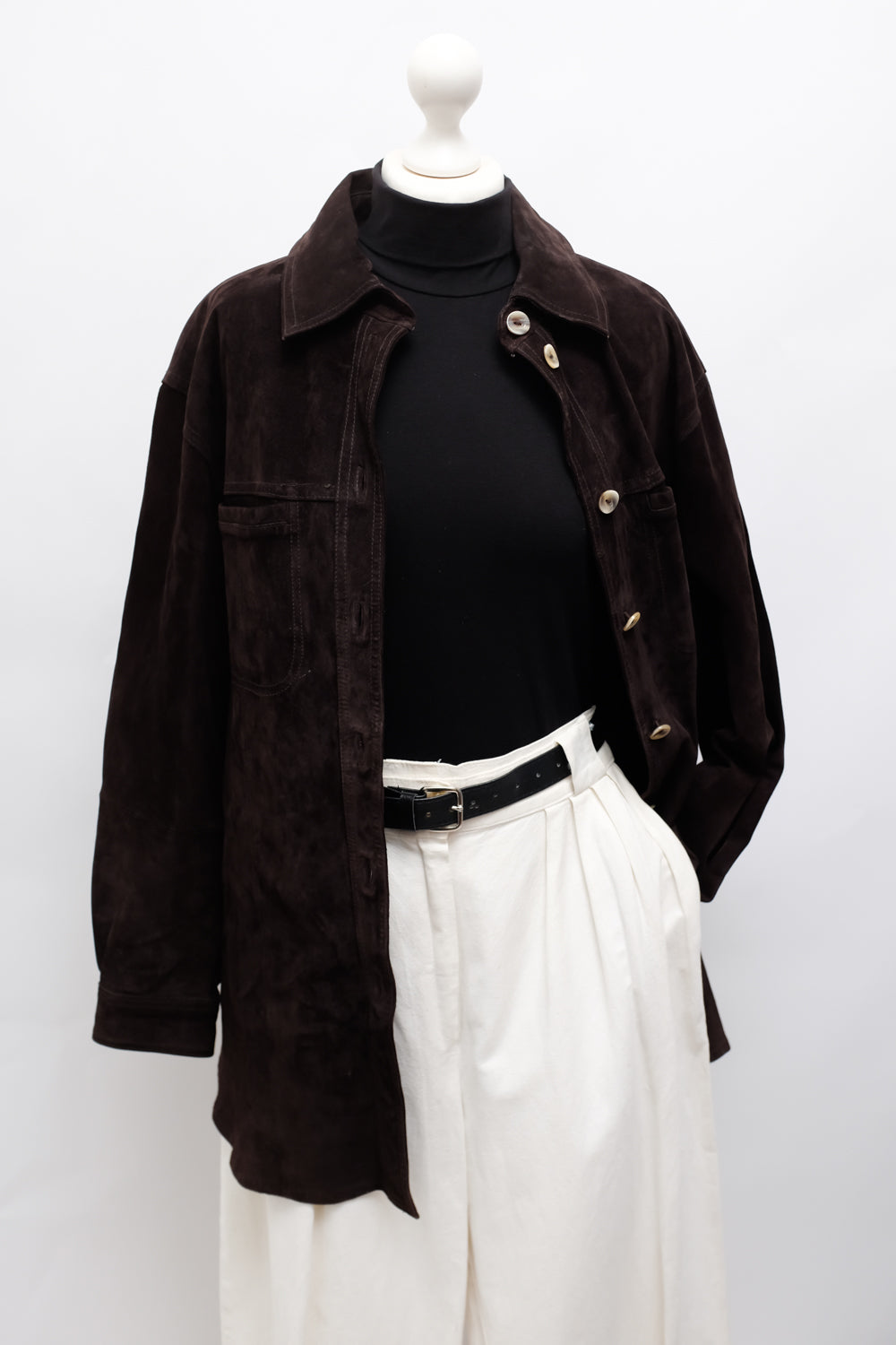 BROWN SUEDE LEATHER SHIRT JACKET