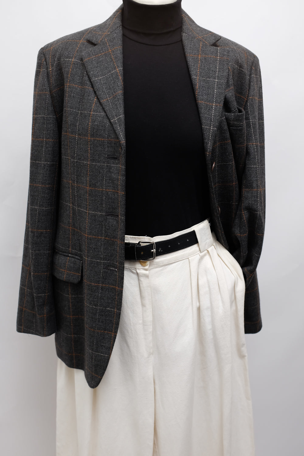 MAX MARA TARTAN CASHMERE WOOL BLAZER