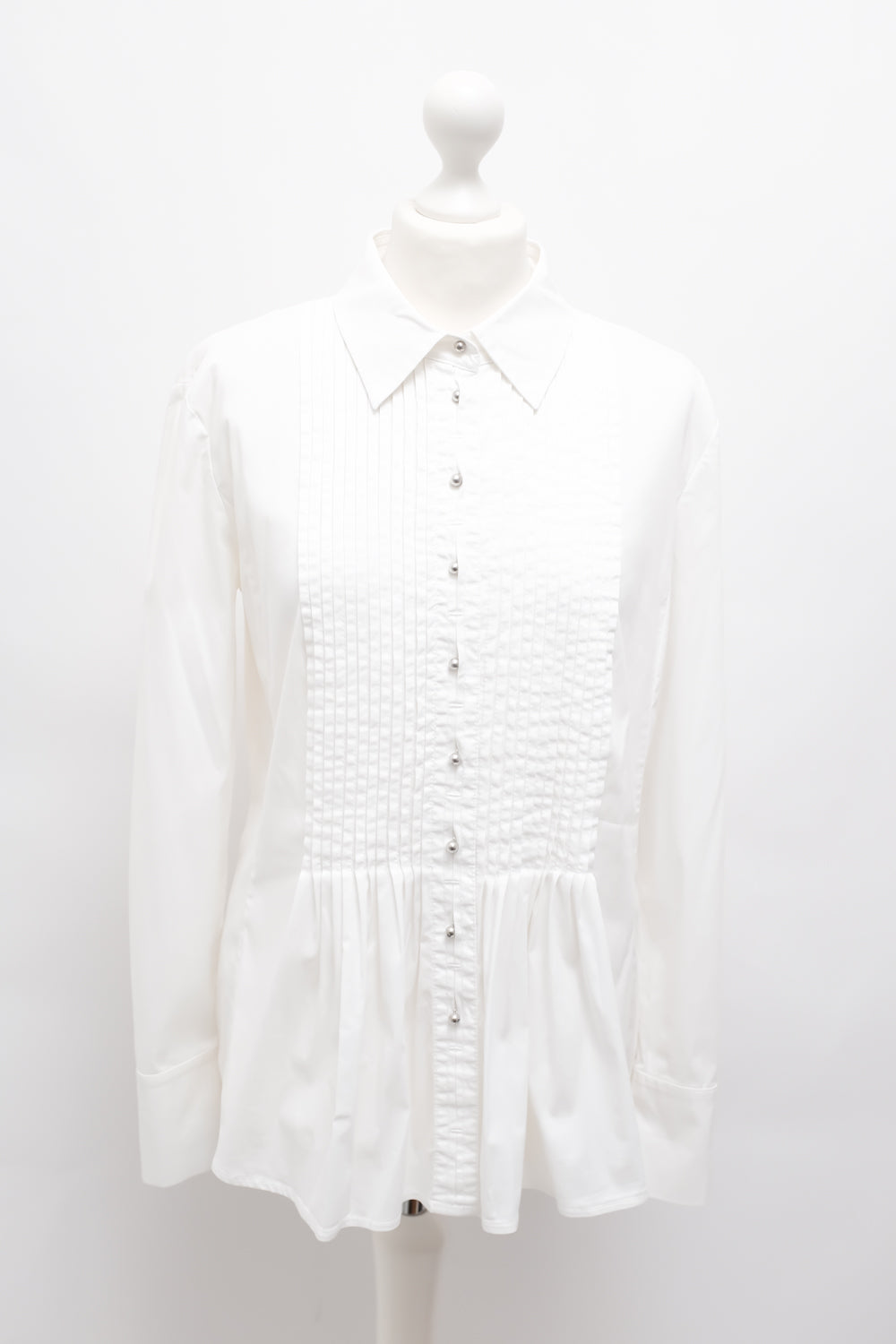 PLEATED STRETCHY WHITE SHIRT