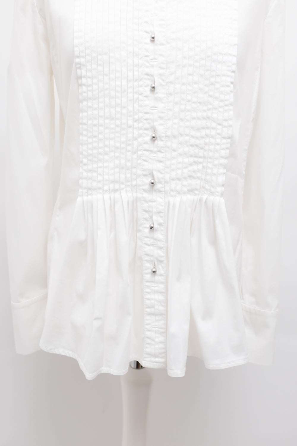 PLEATED STRETCHY WHITE SHIRT