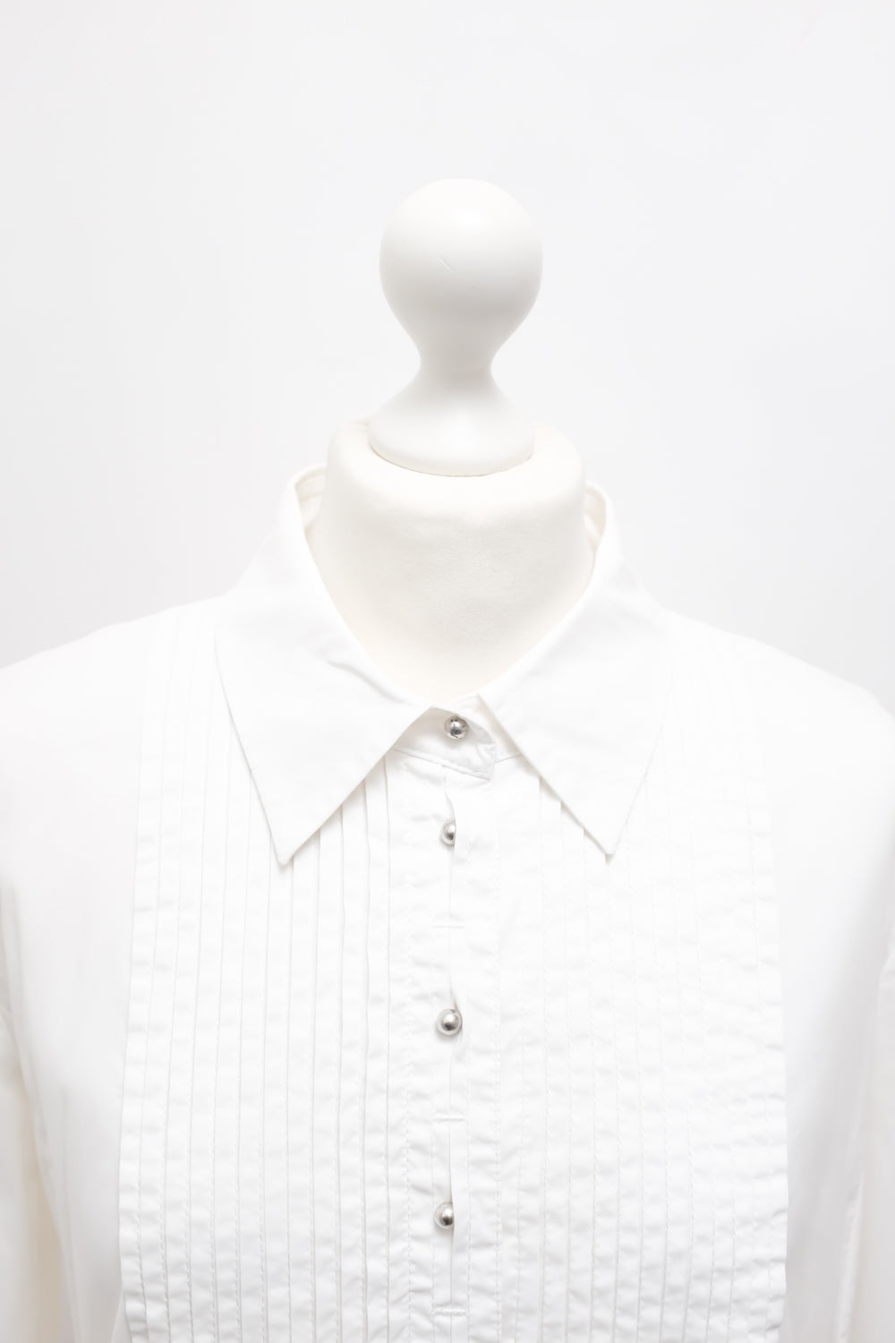 PLEATED STRETCHY WHITE SHIRT