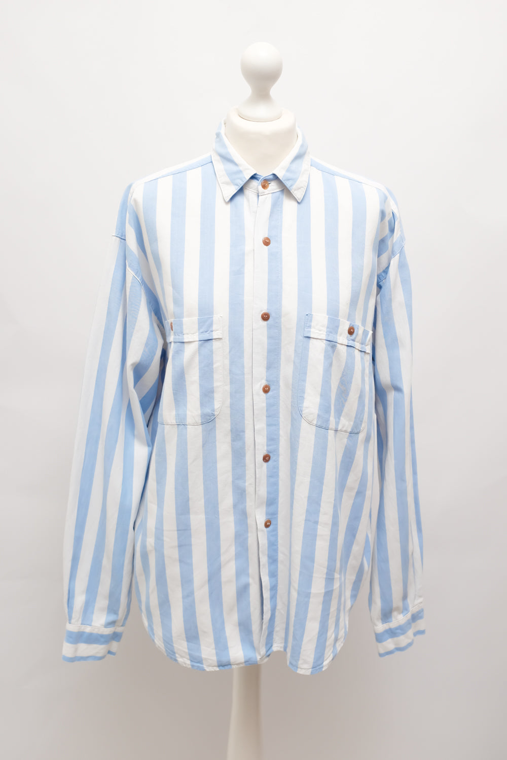 PURE COTTON BLUE STRIPED VINTAGE OVER SHIRT