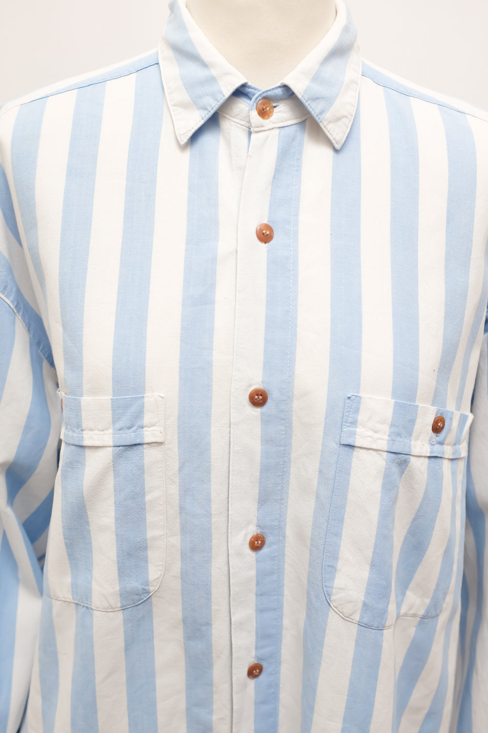 PURE COTTON BLUE STRIPED VINTAGE OVER SHIRT