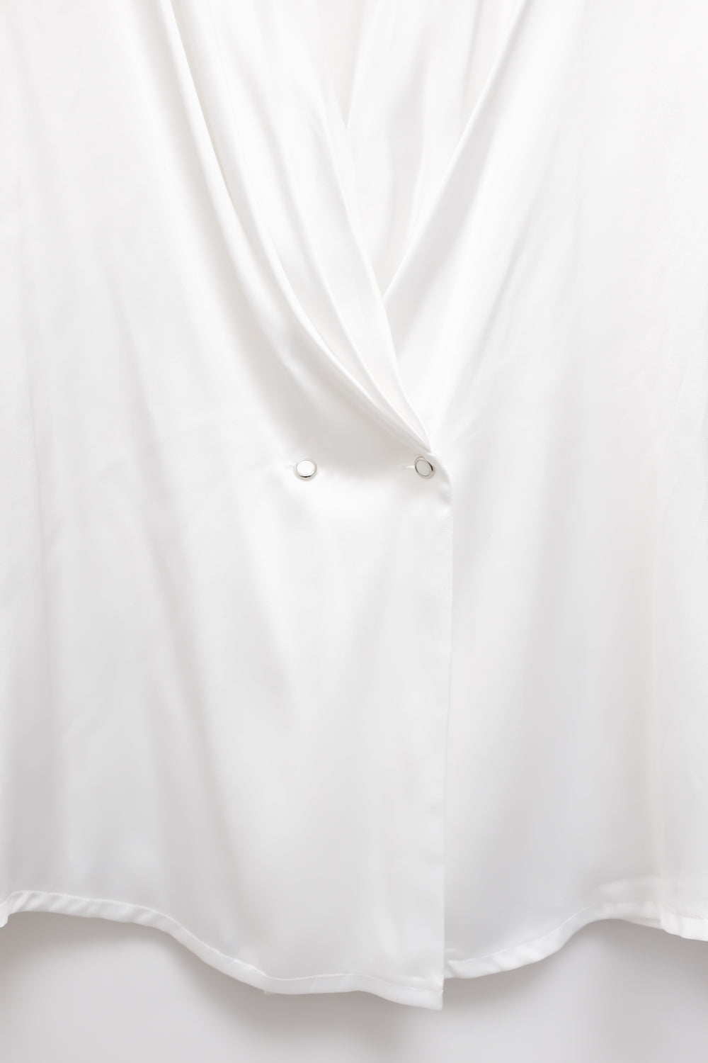 SATIN LIQUID WHITE WRAP BLOUSE