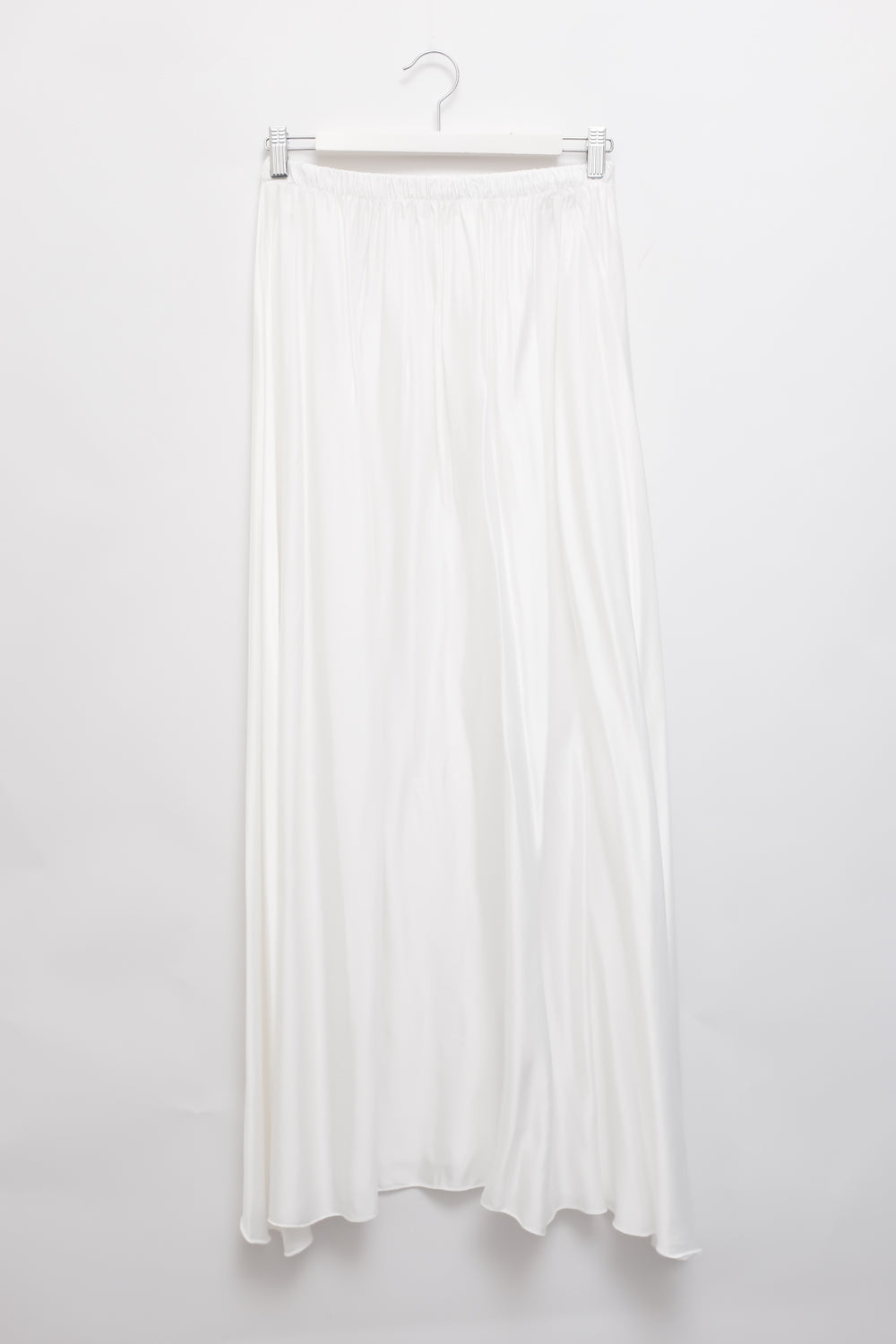 SATIN ITALY SILK WHITE MAXI SKIRT