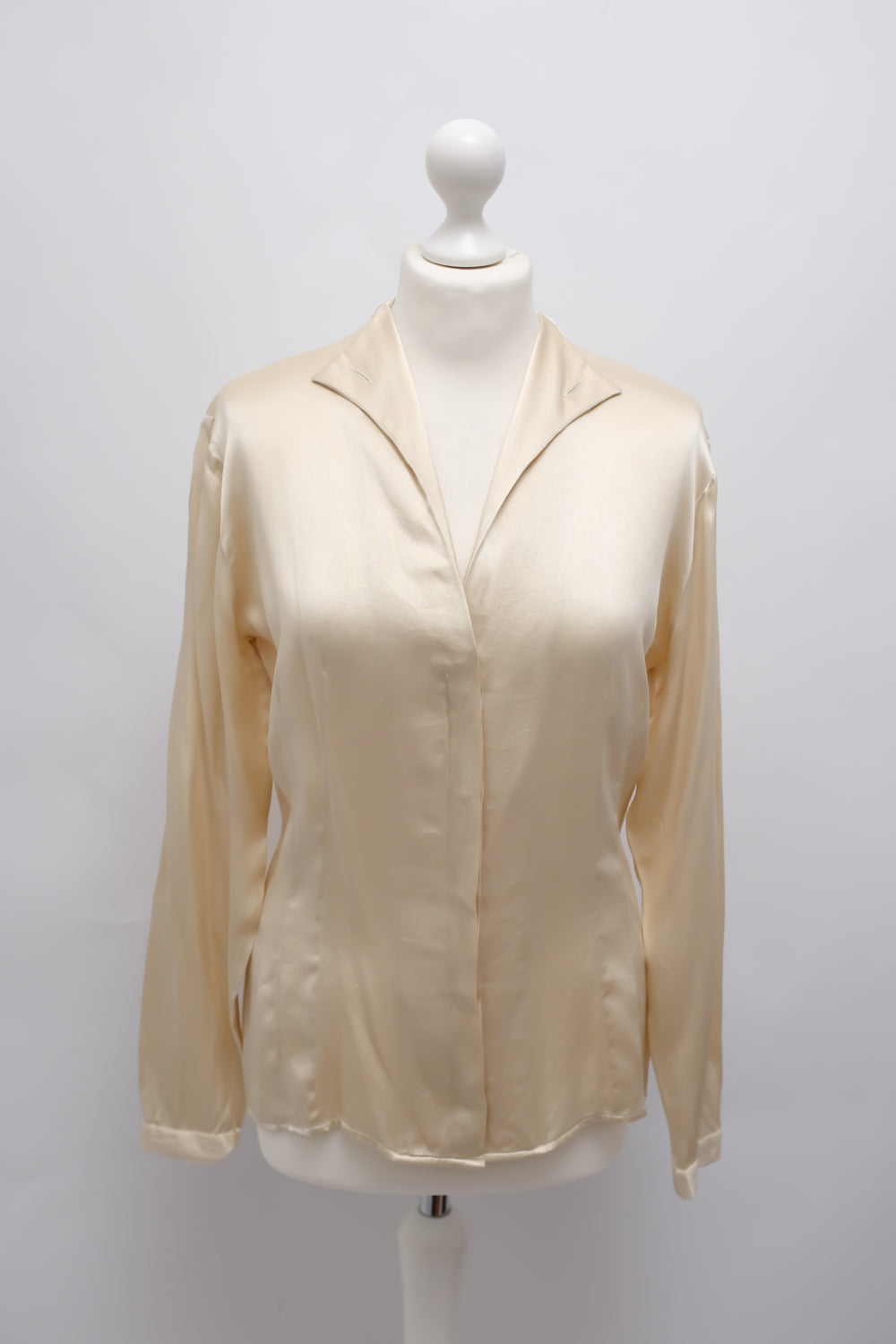 PURE SILK SATIN CREAM MANI ITALY BLOUSE