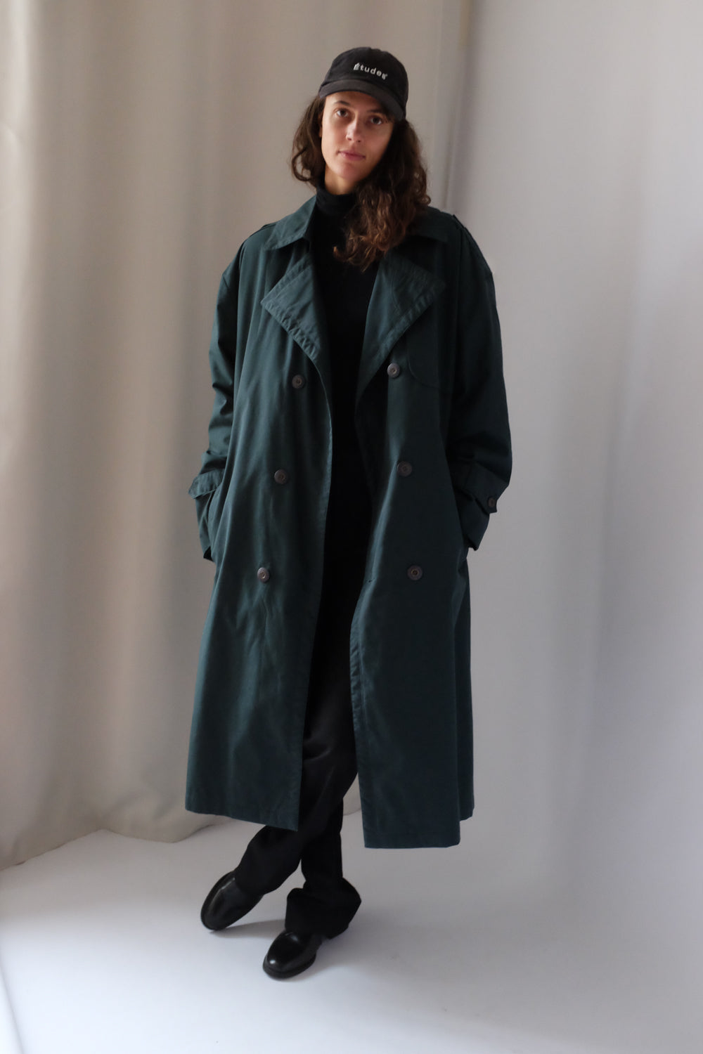 ALL SEASON GREEN VINTAGE TRENCH COAT