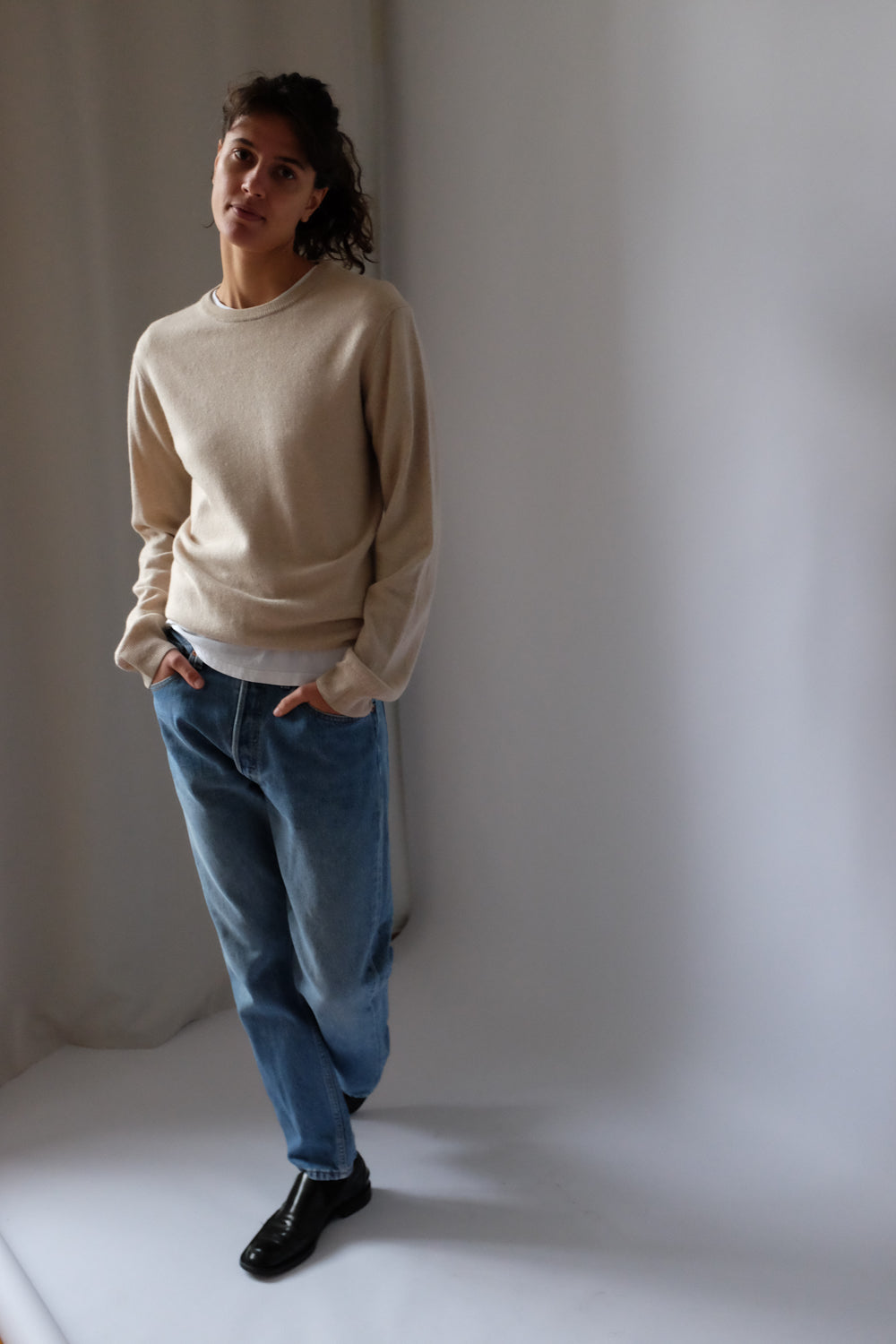 PURE CASHMERE BEIGE OVERSIZE SWEATER