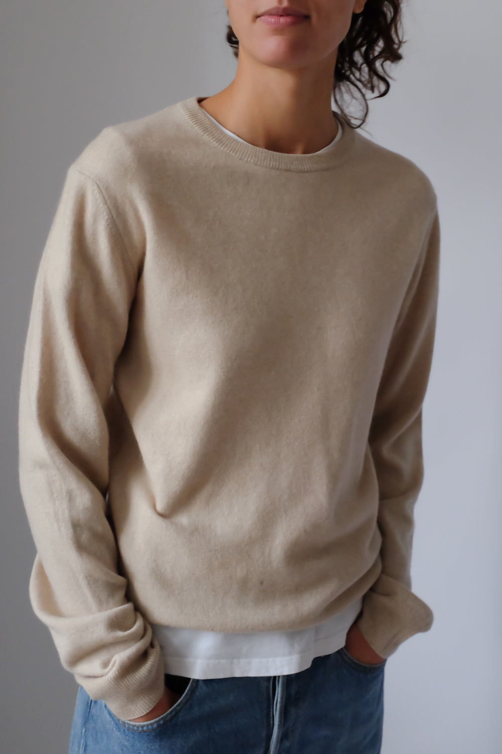 PURE CASHMERE BEIGE OVERSIZE SWEATER