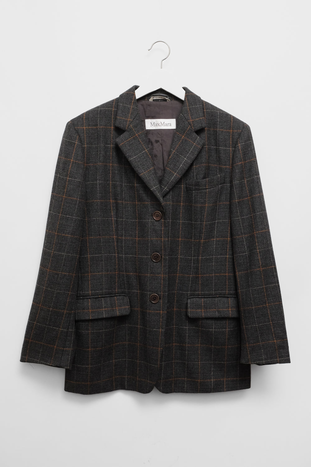 MAX MARA TARTAN CASHMERE WOOL BLAZER