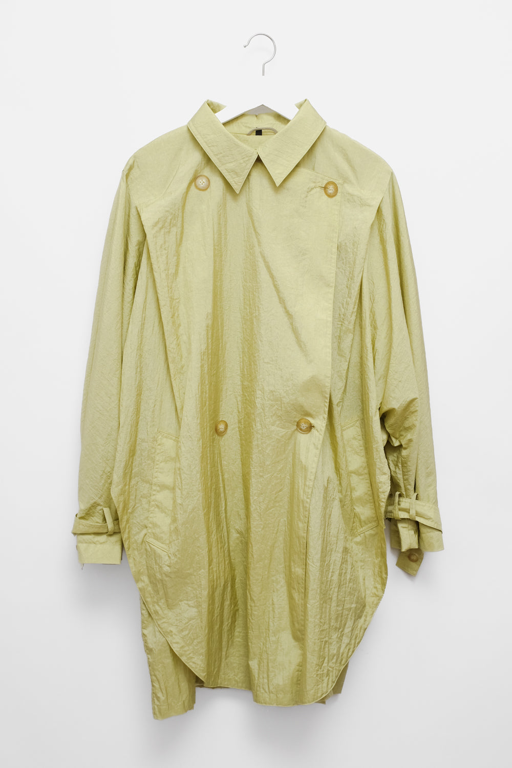 YELLOW GREEN CAPE TRENCH COAT