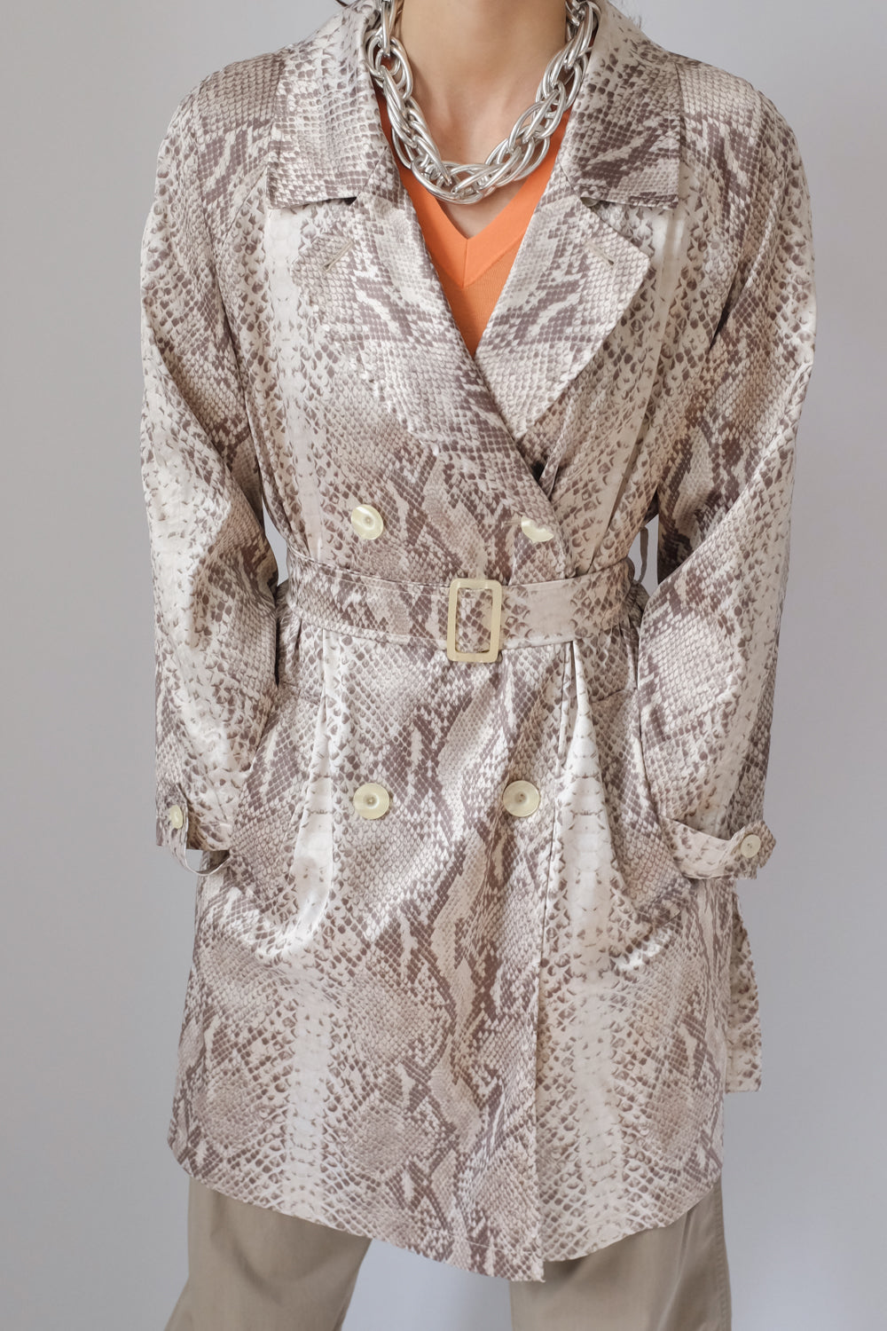 SNAKE SATIN SUMMER VINTAGE TRENCH COAT