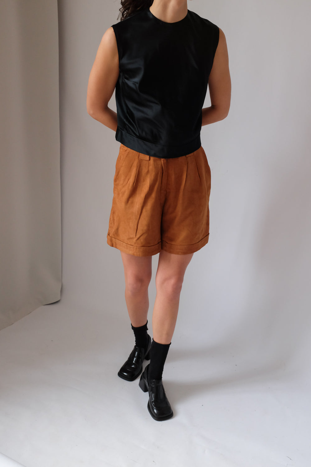 CAMEL VINTAGE SUEDE LEATHER SHORTS