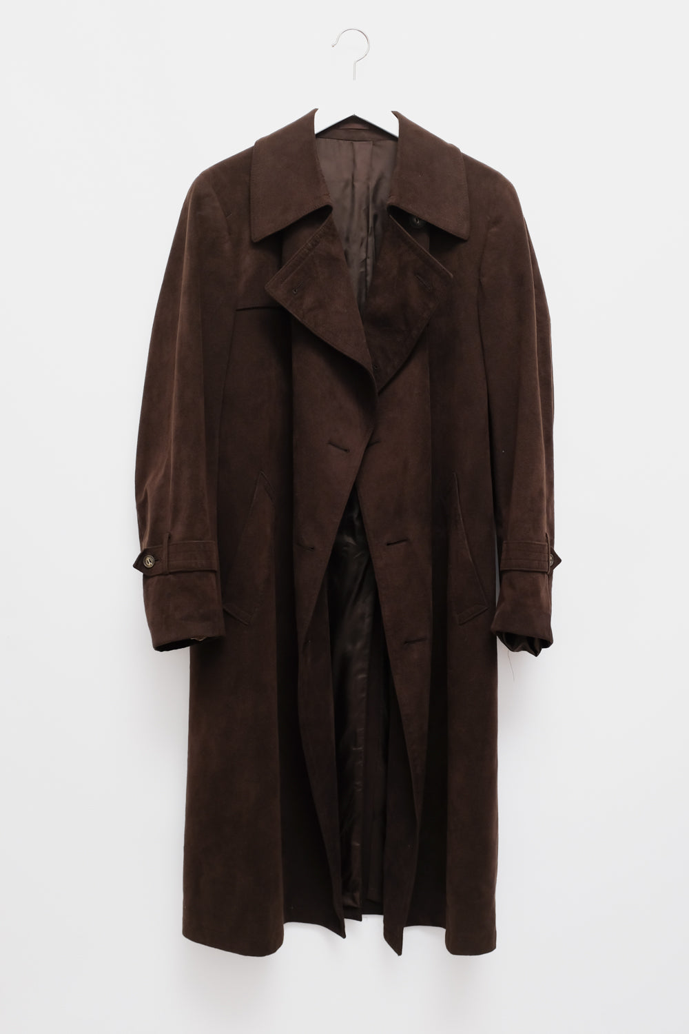 VINTAGE CHOCOLATE FAUX SUEDE TRENCH COAT