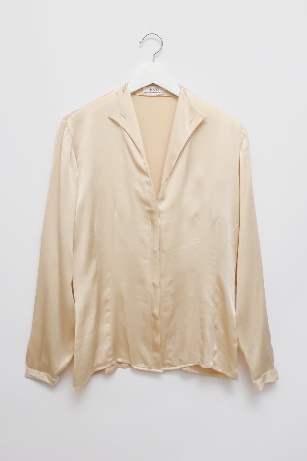 PURE SILK SATIN CREAM MANI ITALY BLOUSE