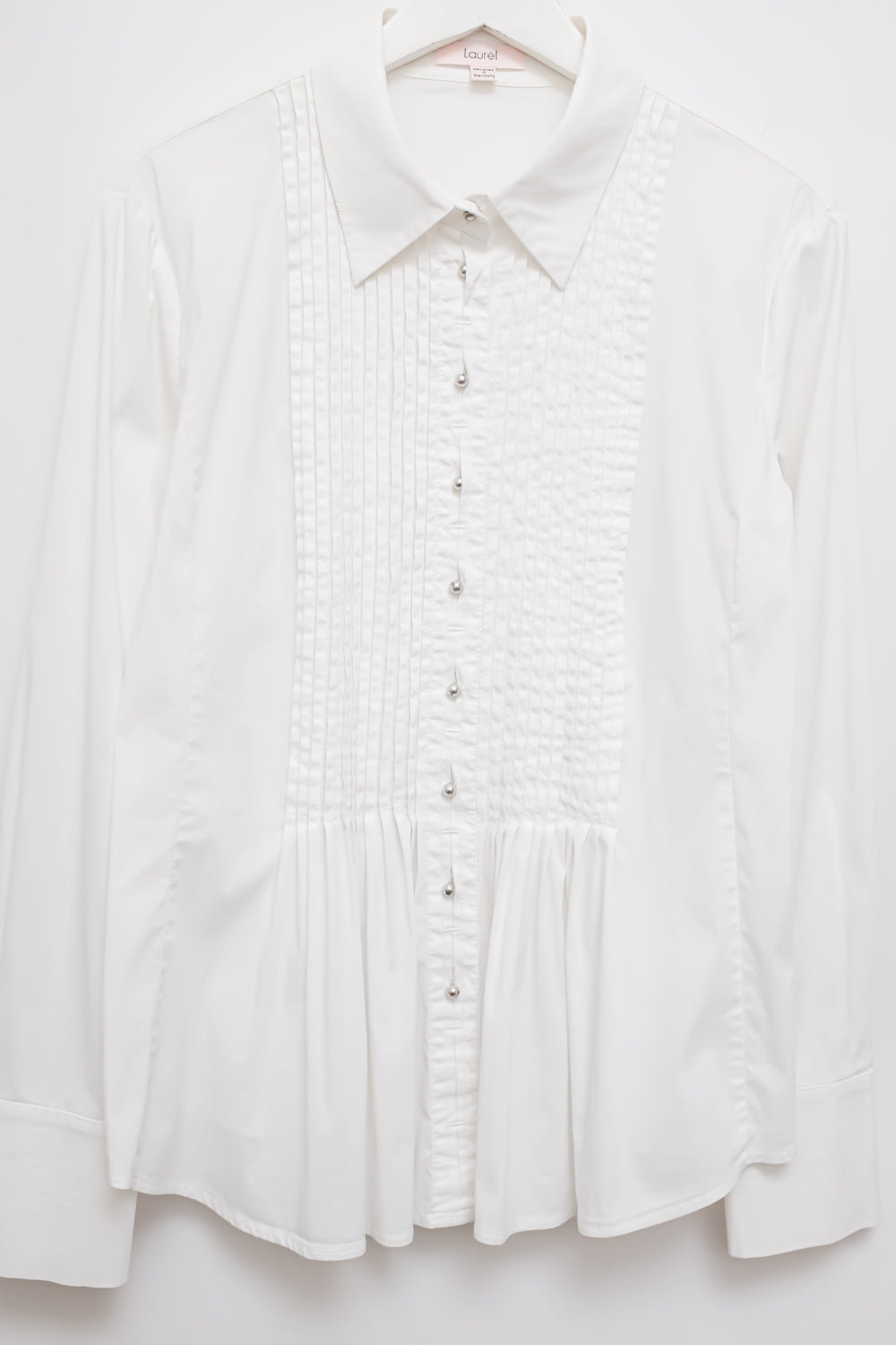 PLEATED STRETCHY WHITE SHIRT