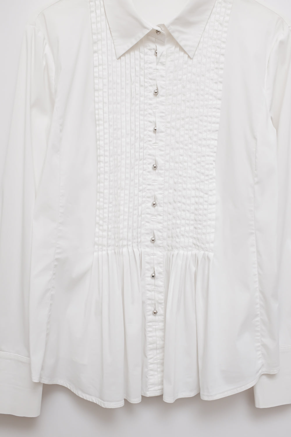 PLEATED STRETCHY WHITE SHIRT