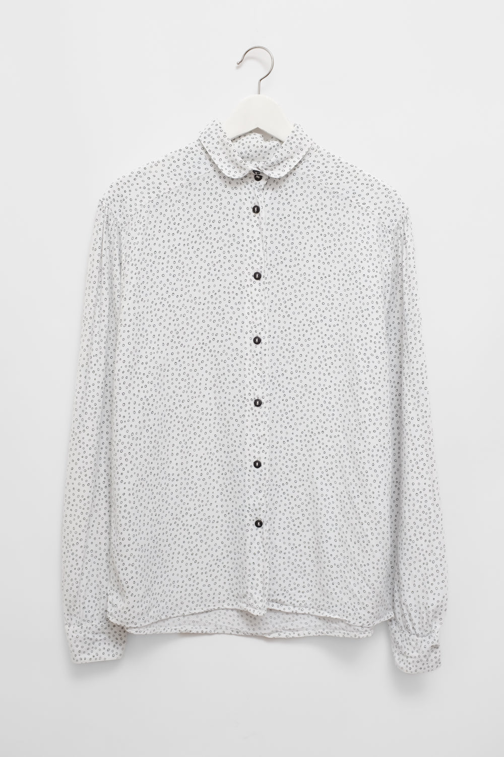 PURE VISCOSE POLKA DOTS WHITE SHIRT