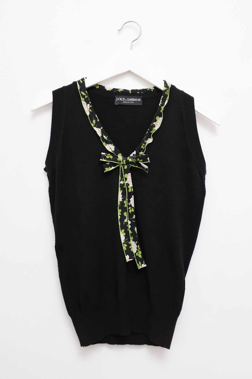 DOLCE GABBANA FLORAL BLACK VEST TOP