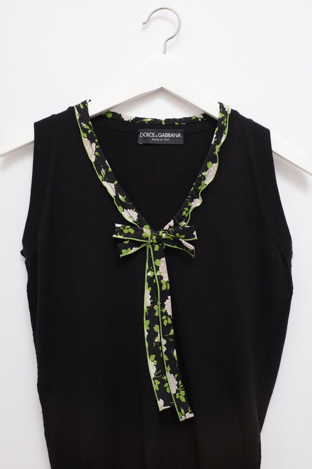 DOLCE GABBANA FLORAL BLACK VEST TOP