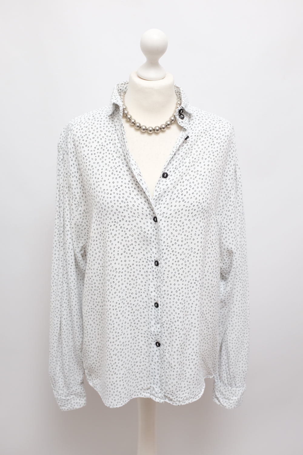 PURE VISCOSE POLKA DOTS WHITE SHIRT