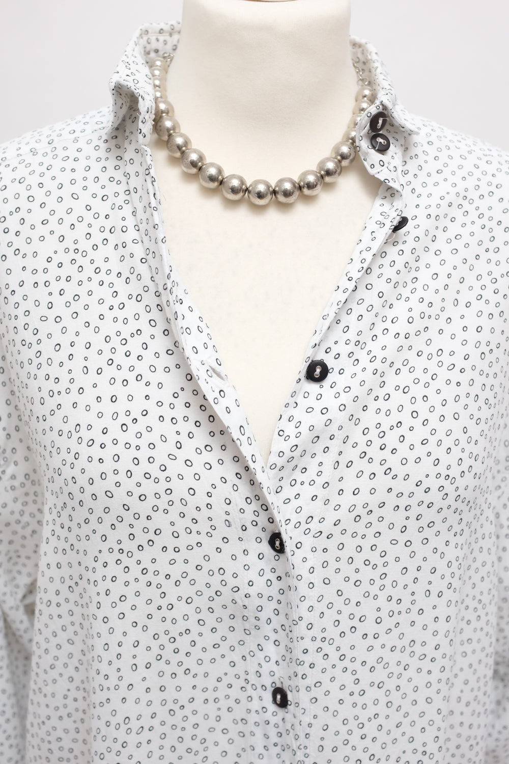 PURE VISCOSE POLKA DOTS WHITE SHIRT