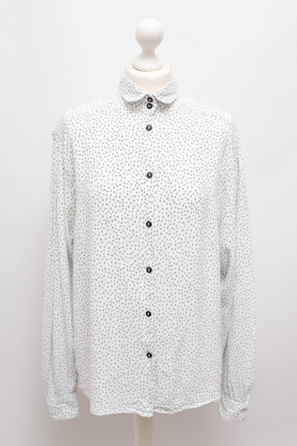 PURE VISCOSE POLKA DOTS WHITE SHIRT