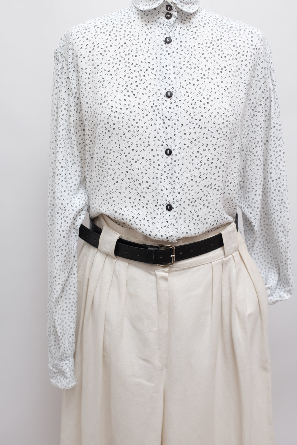 PURE VISCOSE POLKA DOTS WHITE SHIRT
