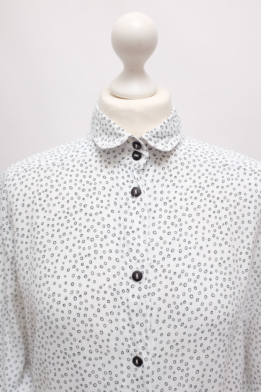 PURE VISCOSE POLKA DOTS WHITE SHIRT