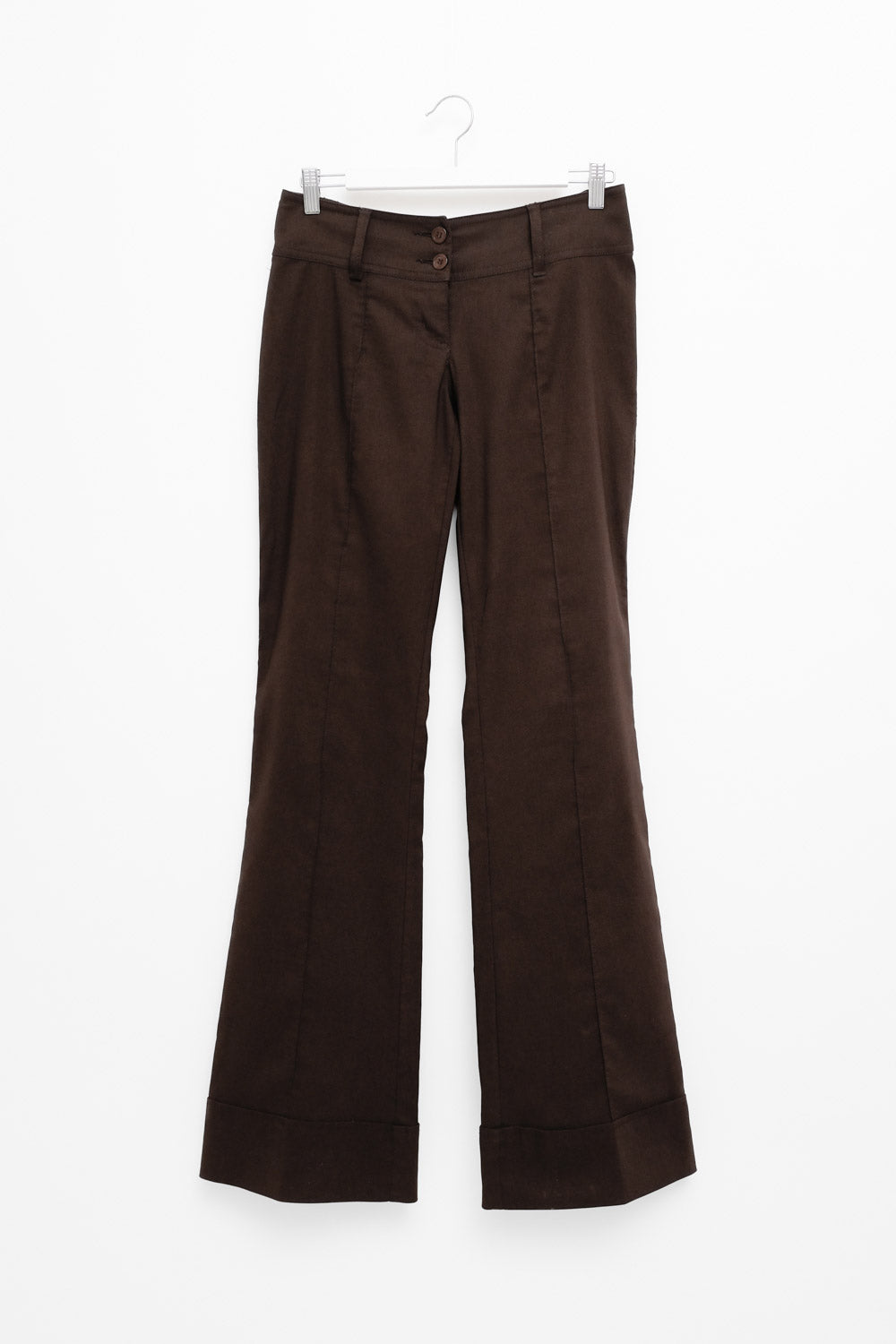 BROWN FLARED LOW WAIST PLEATED VINTAGE PANTS