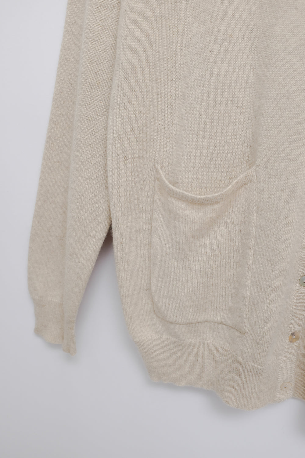 CASHMERE SILK WOOL BEIGE CARDIGAN SWEATER