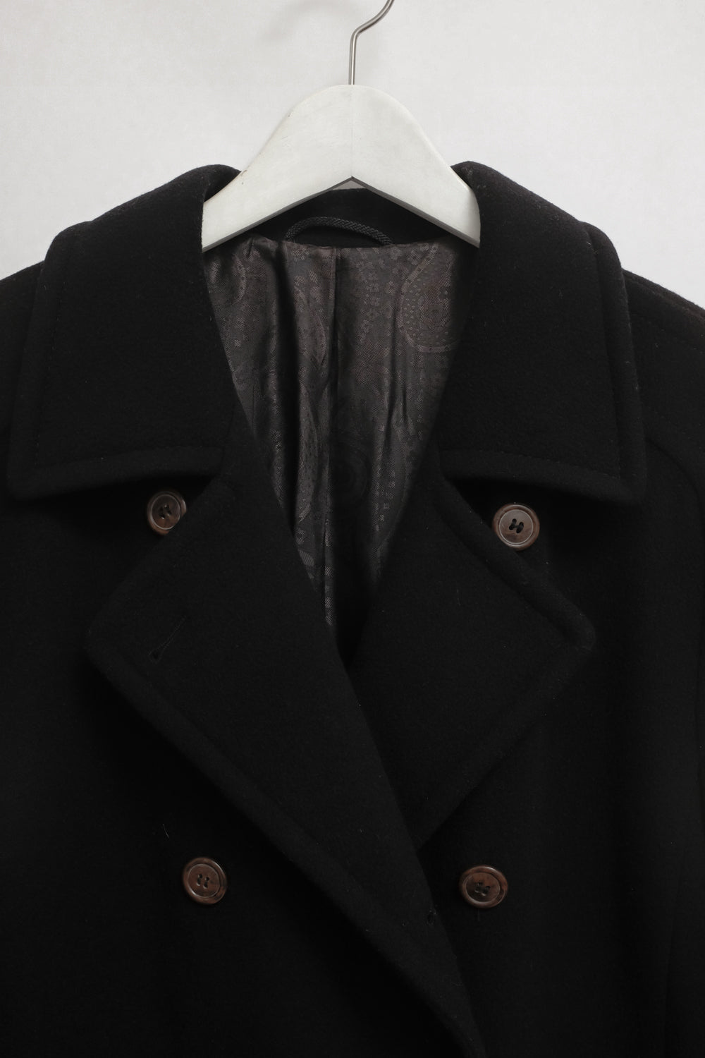 CASHMERE WOOL DOUBLE BREASTED BLACK MAXI COAT