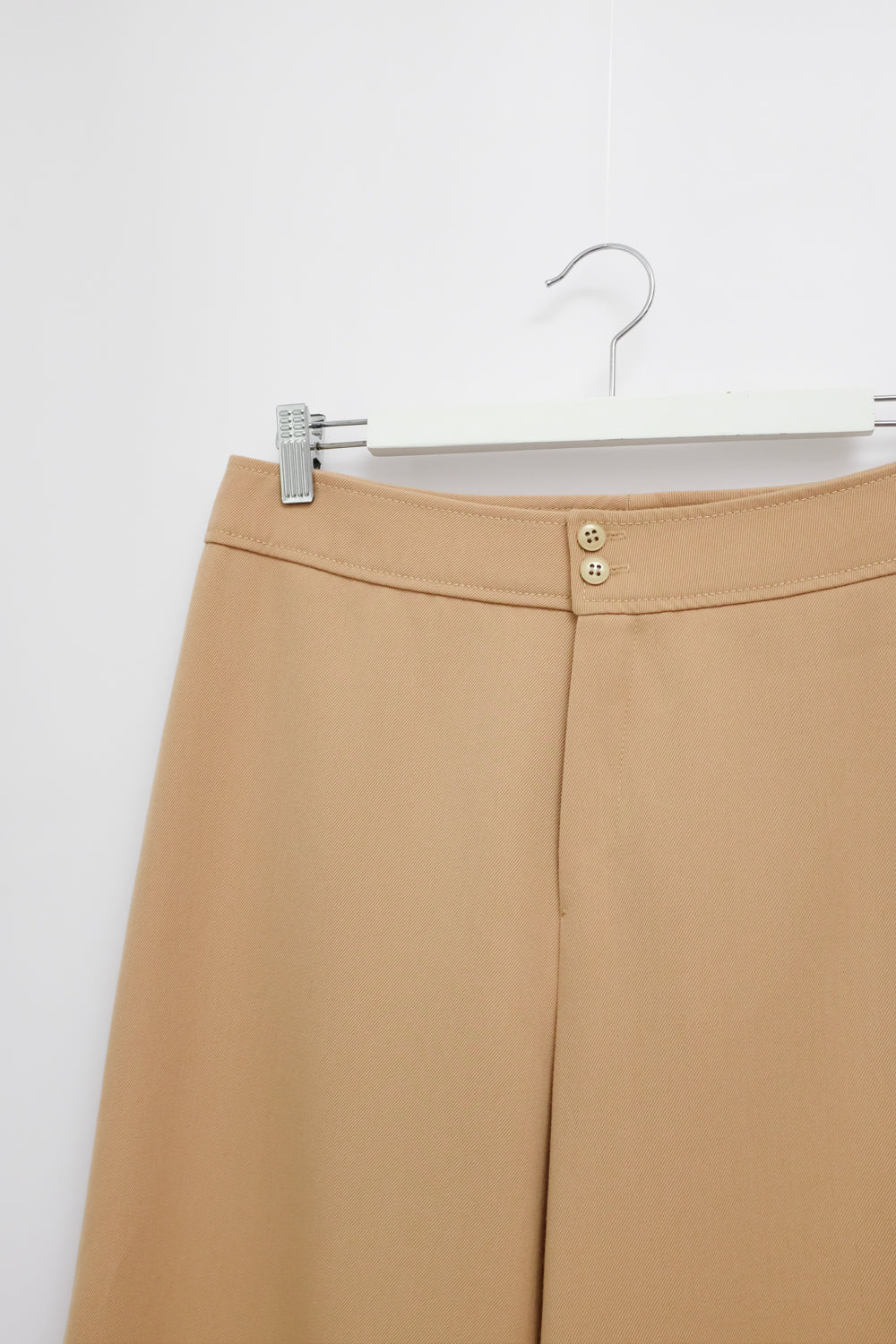 0086_VINTAGE 1960 WOOL BEIGE WIDE LEG PANTS