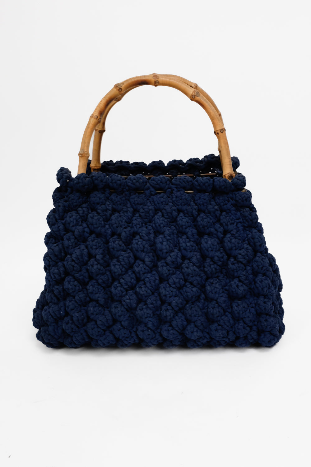 QUILTED KNIT BAMBOO HANDLE VINTAGE BAG