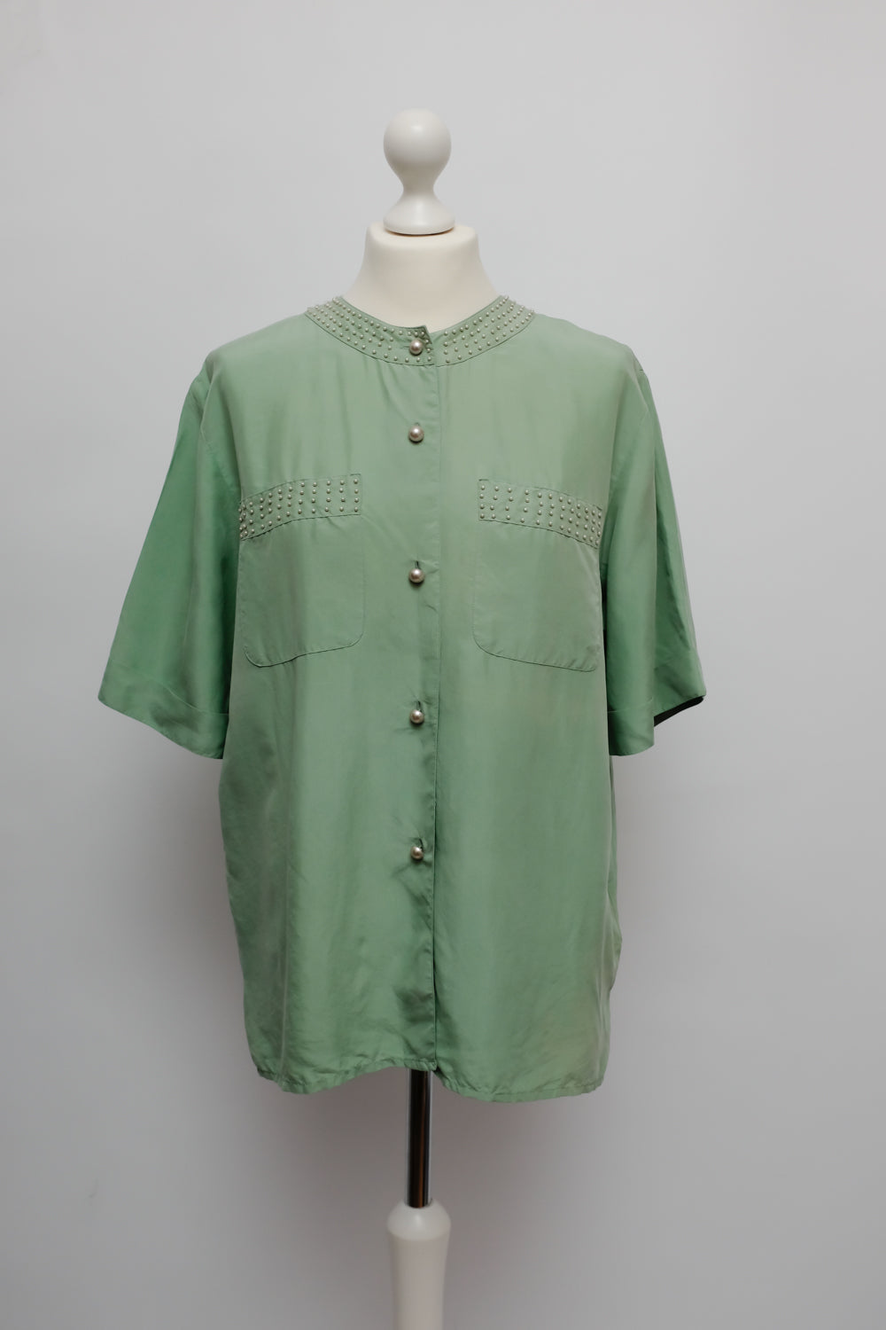 PURE SILK PEARL MINT VINTAGE SHIRT