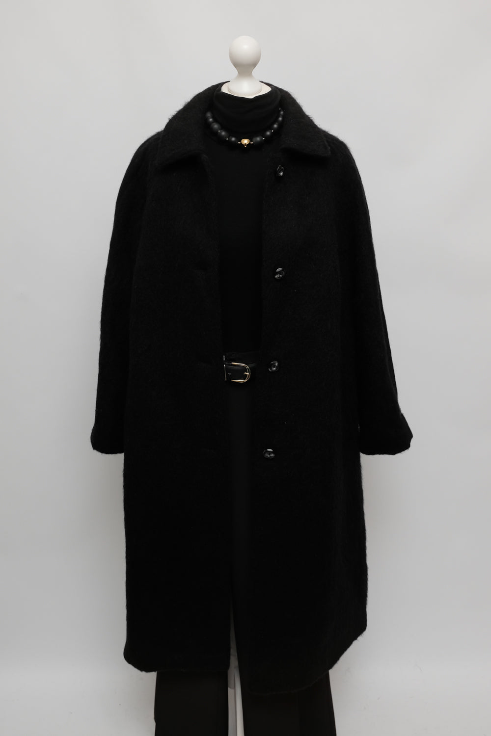 PURE WOOL FLUFFY BLACK OVER COAT