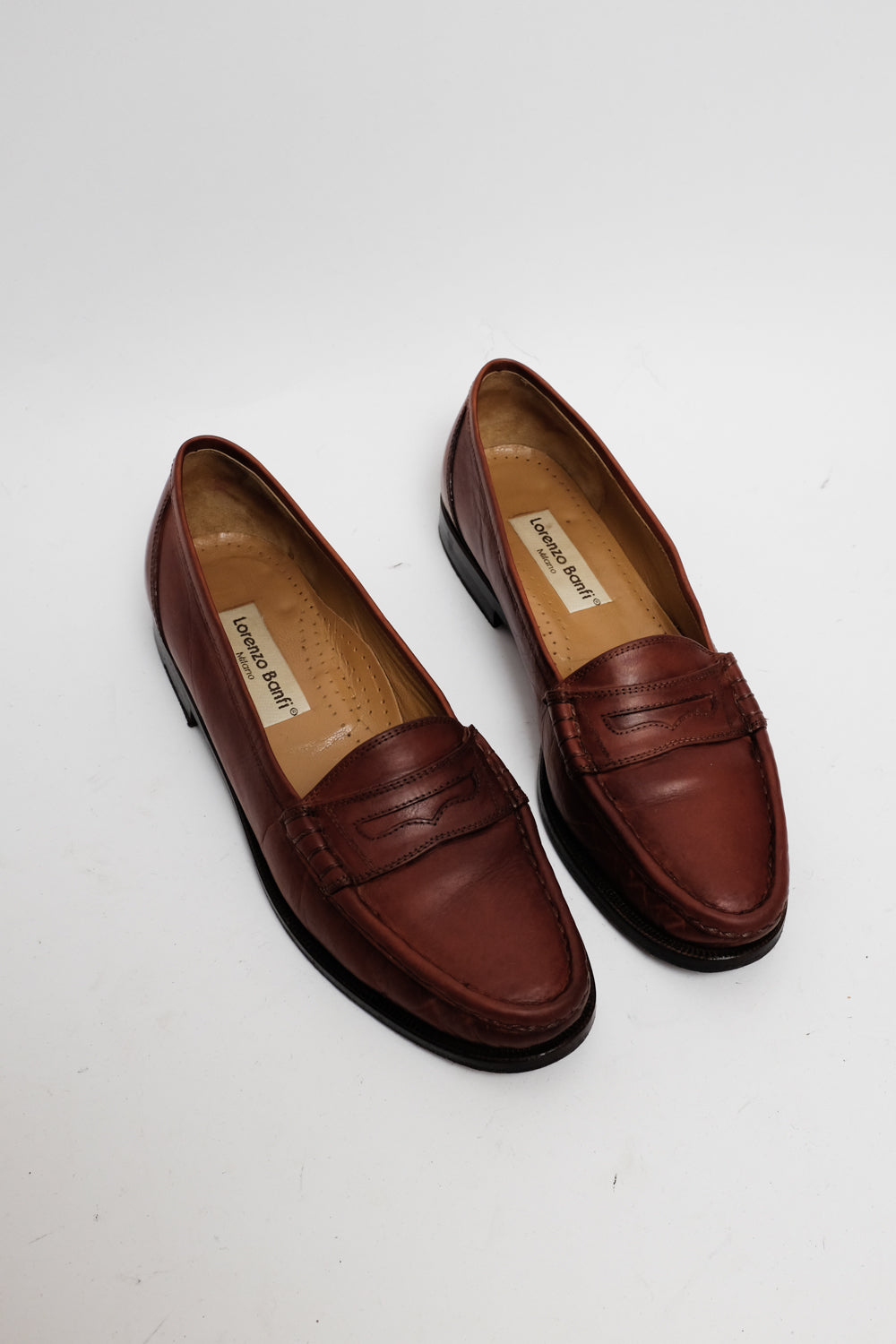 ITALY 40 1/2 BROWN VINTAGE LEATHER SLIPPER