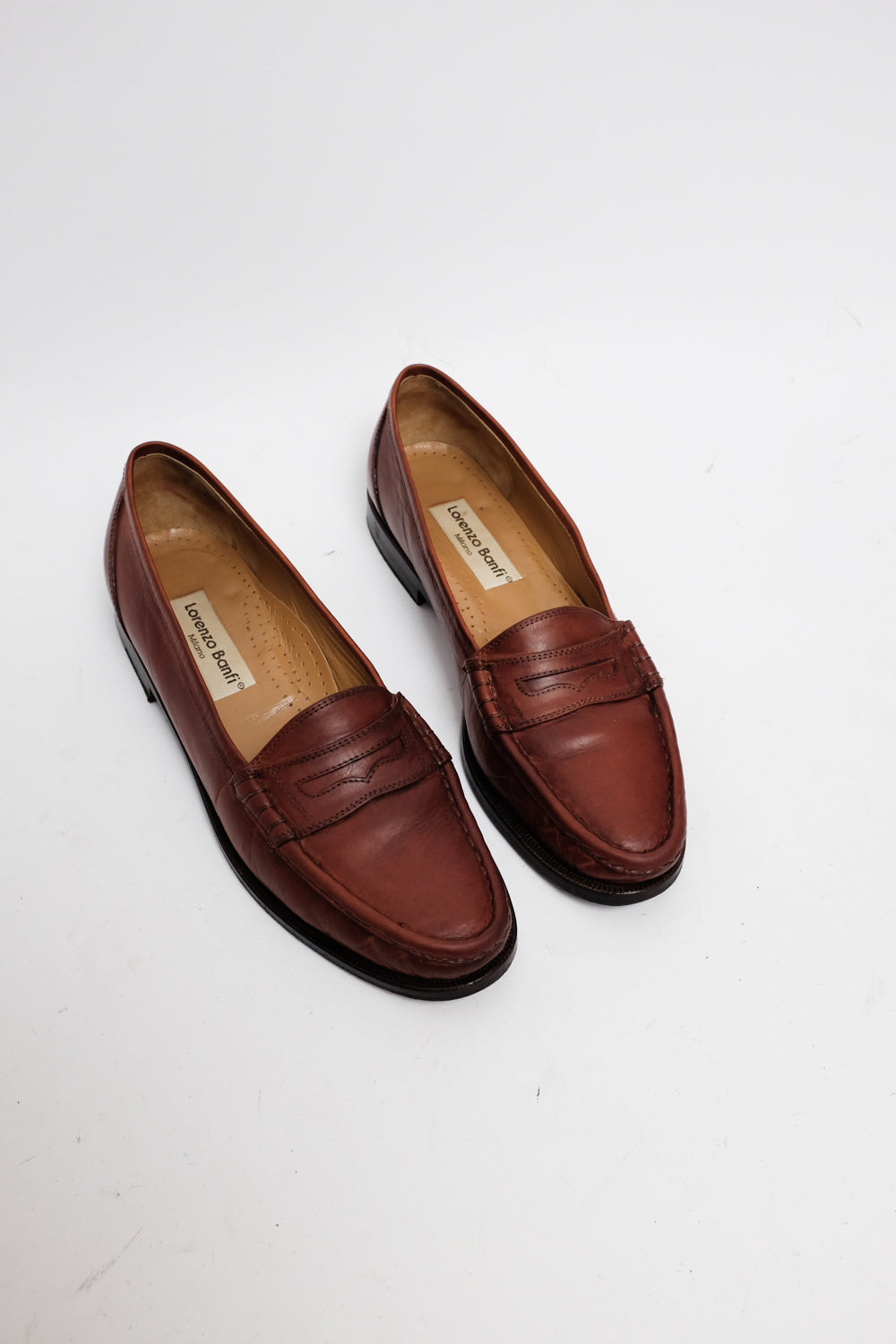 ITALY 40 1/2 BROWN VINTAGE LEATHER SLIPPER