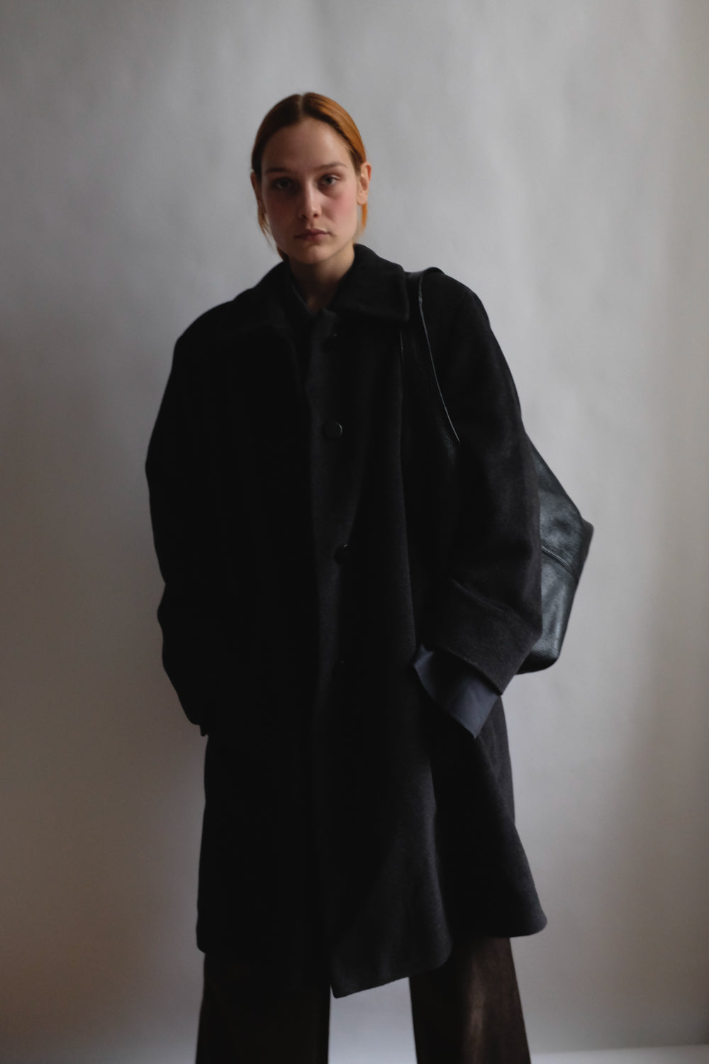 PURE CASHMERE WOOL ANTHRACITE VINTAGE COAT